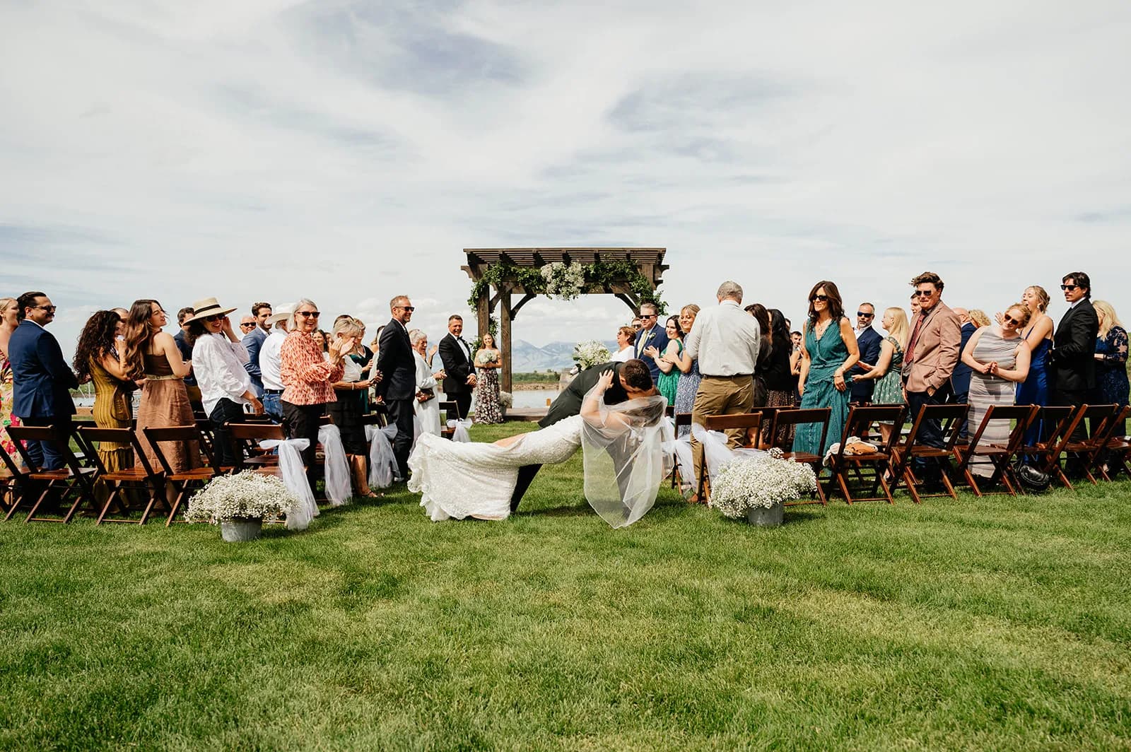 Bride and groom at Big Vista Ranch near Bozeman Montana